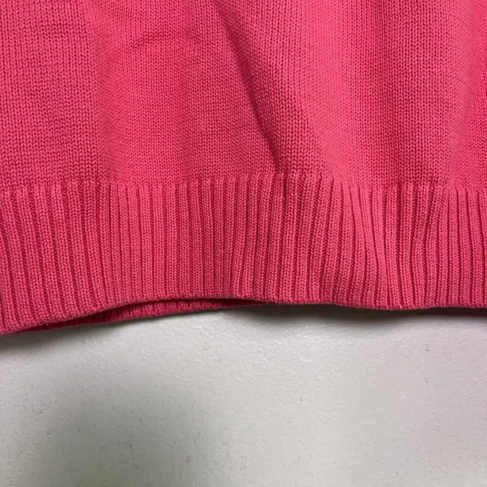 NWT Pria Women's Turtleneck Cable Knit Sweater Sz L 100% Cotton Pink Simple